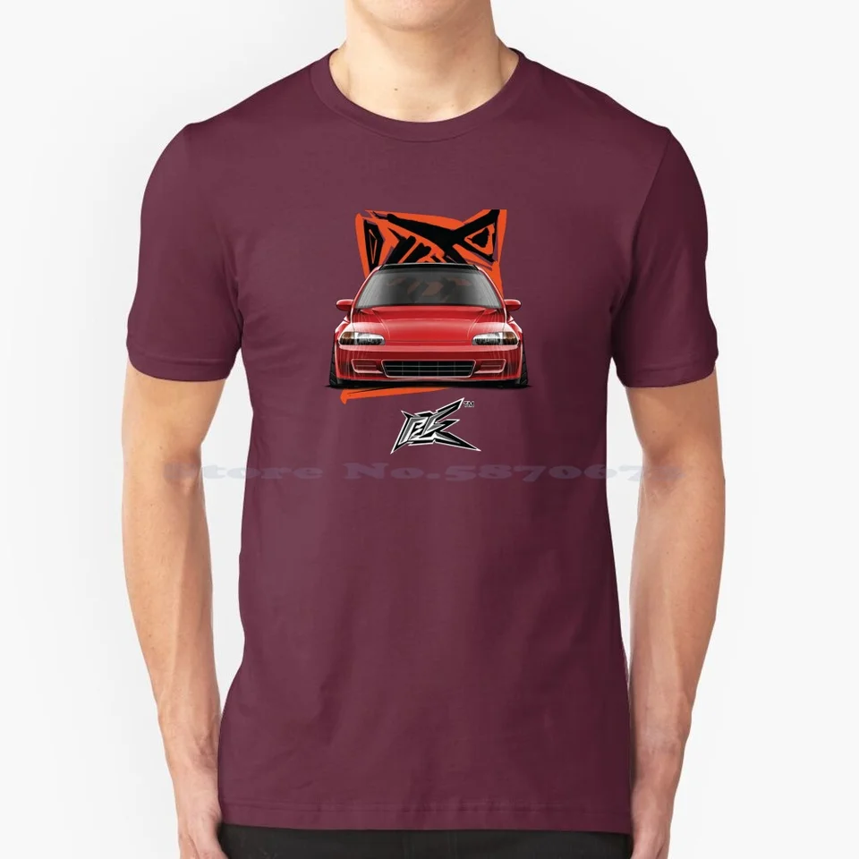 Civic EG6 Hatch Red T košeľa 100% bavlnené tričko EG Hatch EG6 CIVIC EG Zadný spoiler naquash JDM