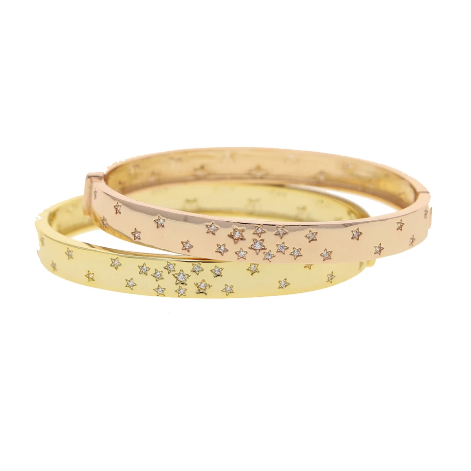 Classic Carve Pentagram Stars Bangles 58 mm dlaba biele kubické zirkónia zlato/ružová zlatá farba žien žien náramky módne šperky