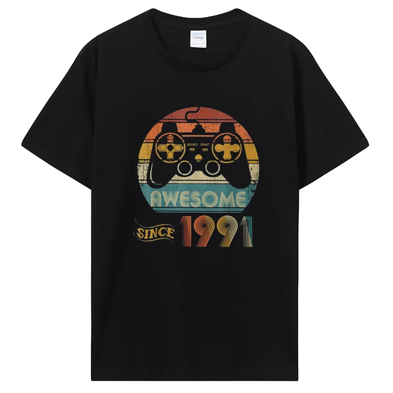 Classic Men Tieň vintage videohra TEE Tops Awesome od roku 1991 Tričko s krátkym rukávom Bavlnené tričko letné narodeniny Darčekové tričko