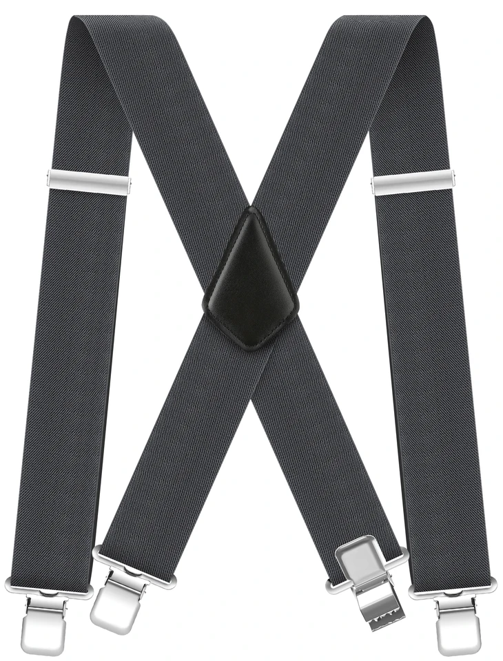 Classic Mens High-Duty Susender 2-palcový široký, robustné sponky, X-back, nastaviteľné elastické pracovné podväzky