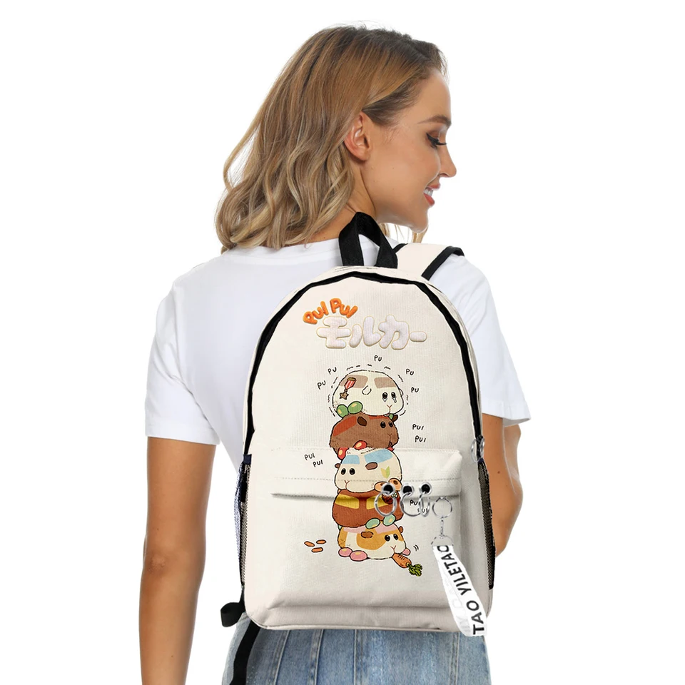 Classic Pui Pui Molcar Student Bookbag Notebook Batohy 3D Print Oxford Waterproof Boys/Dievčatá cestovné batohy