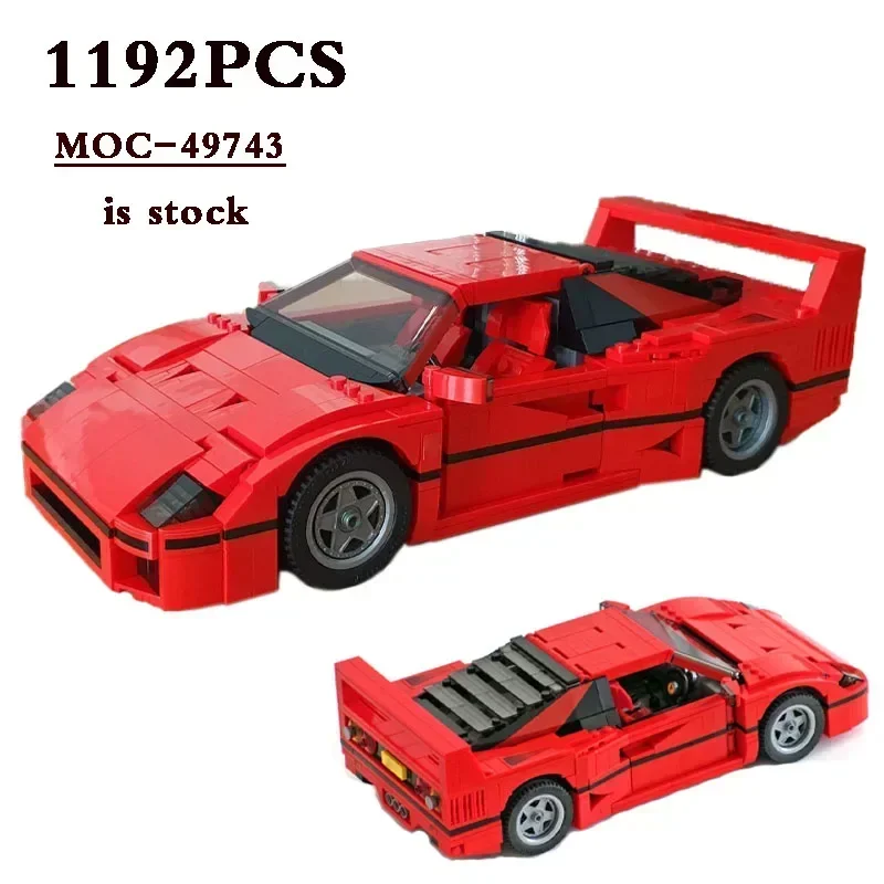 Classic Racing 10248 F40 Kompatibilný MOC-49743 Športové auto 1192 PCS Zostavenie Zostava Zostava Blokovanie hračiek Model DIY DEIS Darček darček