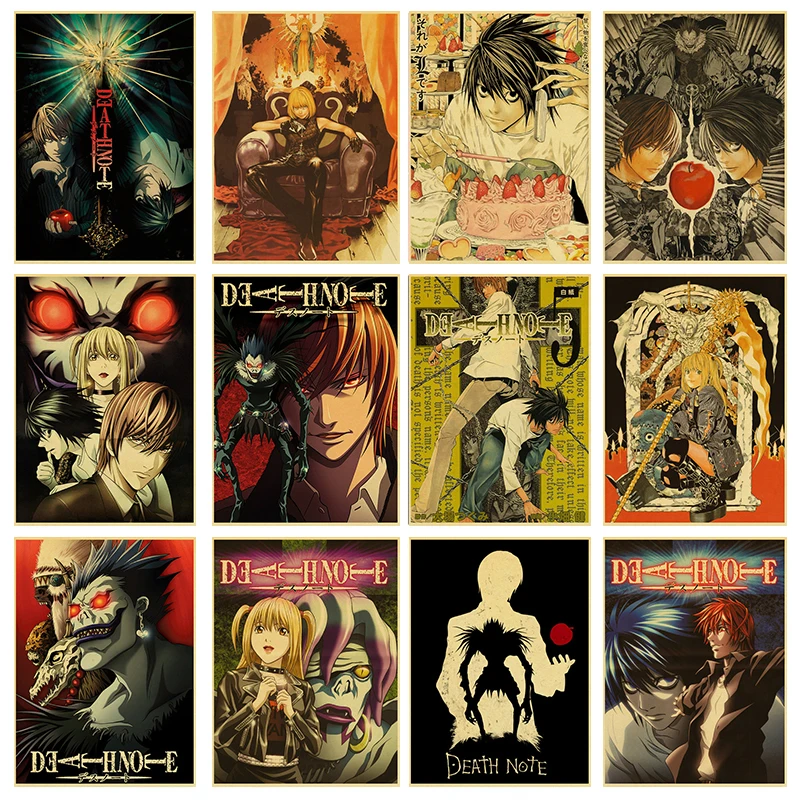 Classic Retro Anime Series Death Note Canvas Painting Plagáty a tlače nástenné umenie pre izbu spálne domov a barové izby dekorácia