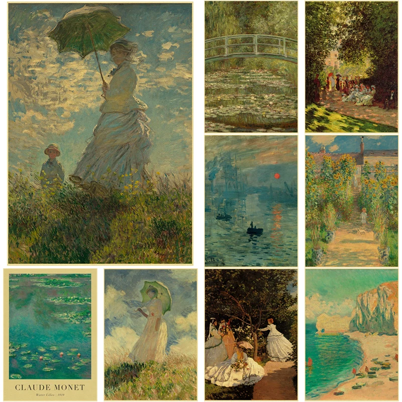 Claude Monet Artwork plagát krajina olejomaľba plagáty výtlačky Vintage domáca jedále