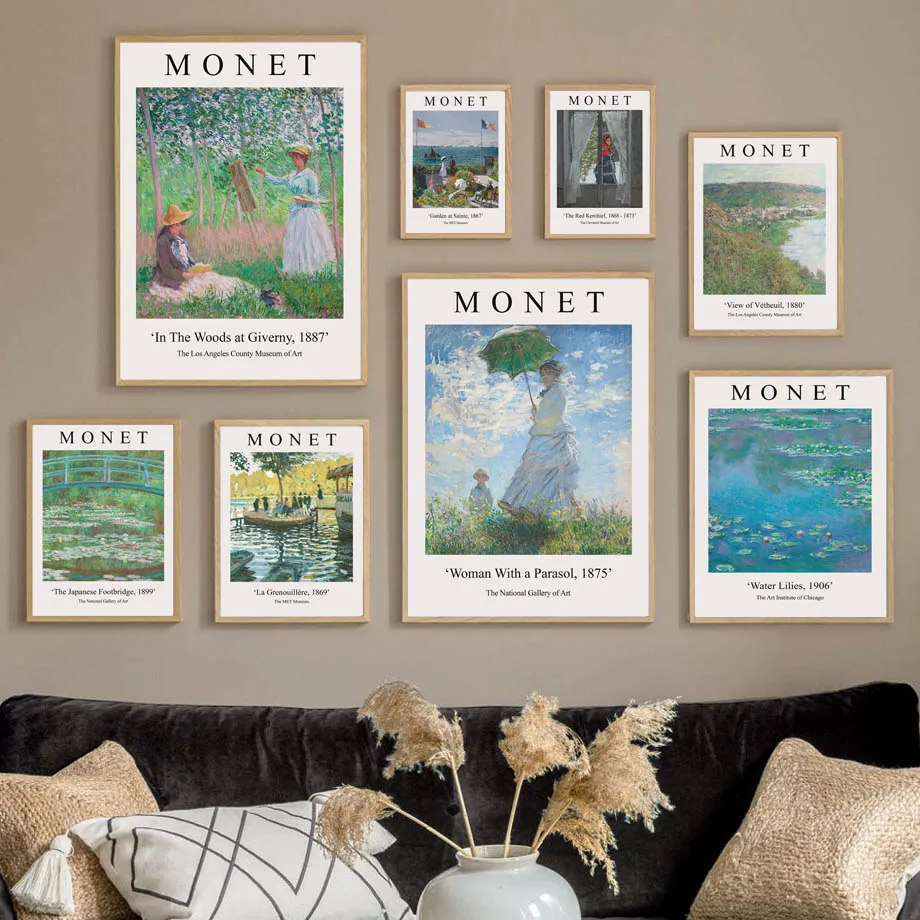 Claude Monet Exhibition Plagát Žena s slnečnou vodou ľalie maľba nástenná maľba nástenná tlač obývacia izba Domáca výzdoba