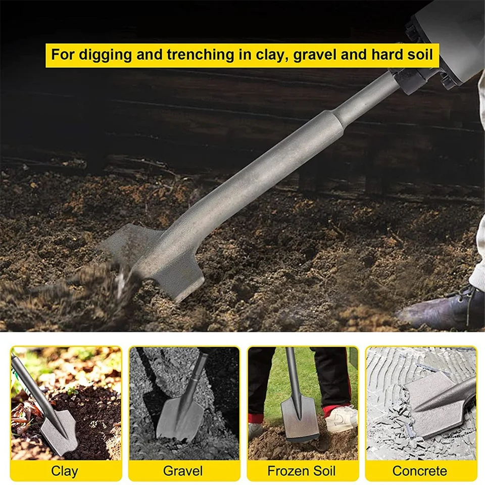 Clay Spade, 19,6x4,3 palca SDS-Max Dreska, 40CR oceľový jazdec bit bit a vykopávka lopaty na štrk, zmrazenie pôdy