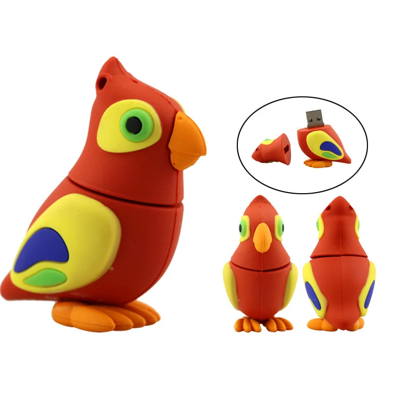 CLE USB roztomilý papagáj vtáka Pendrive Creative Cartoon 8 GB 16 GB Memory Stick 32 GB 64 GB Flash Drive 128 256 GB Pen Drive Drive Drive