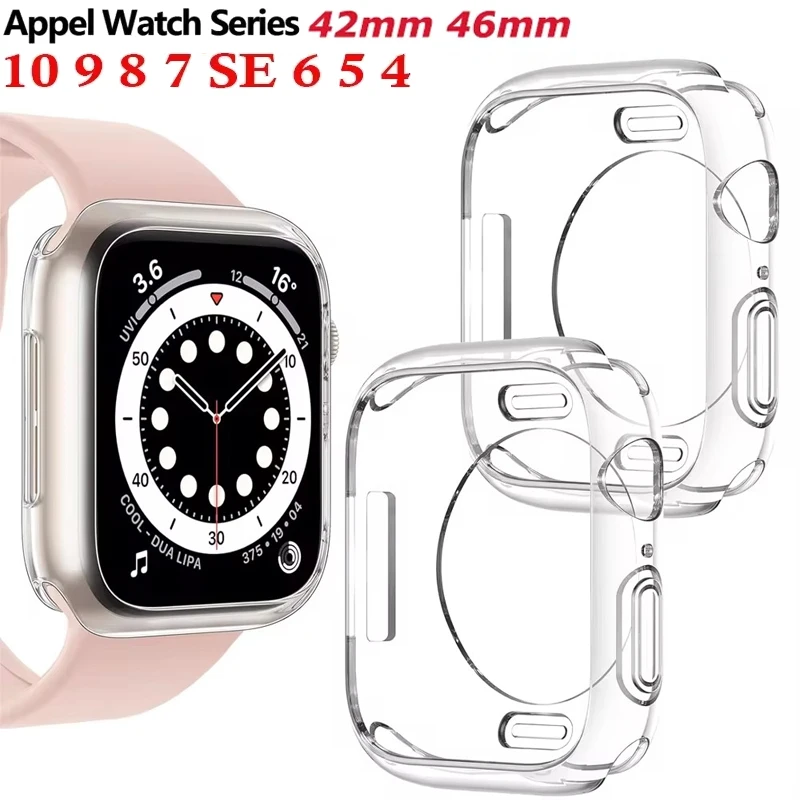 Clear Case for Apple Watch Series10 46 mm 42 mm 9 8 7 45 mm 41 mm bez chrániča obrazovky Plný kryt nárazníka TPU Iwatch SE 6 5 4 44 40 mm