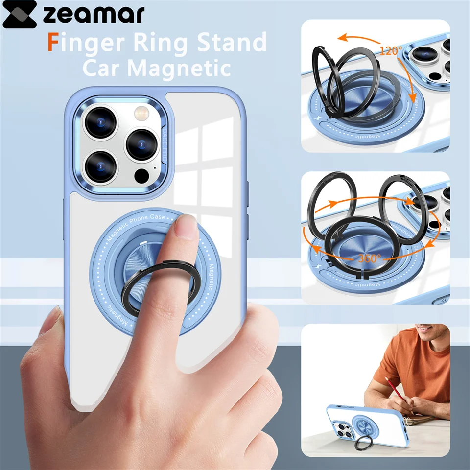 Clear Stand Ring Držiteľ magnetický pre Magsafe puzdro pre iPhone 16 15 14 13 12 11 Pro Max xs xr 7 8 plus SE Funda bezdrôtového náboja