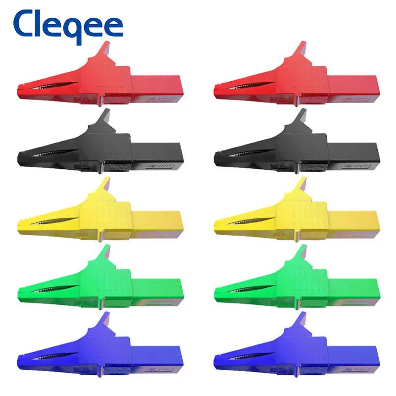 CLEQEE P2003 10ks 32A s vysokým obsahom aligátorov so 4 mm banánový konektor izolovaný veľký klip o krokodíli na elektronické testovanie