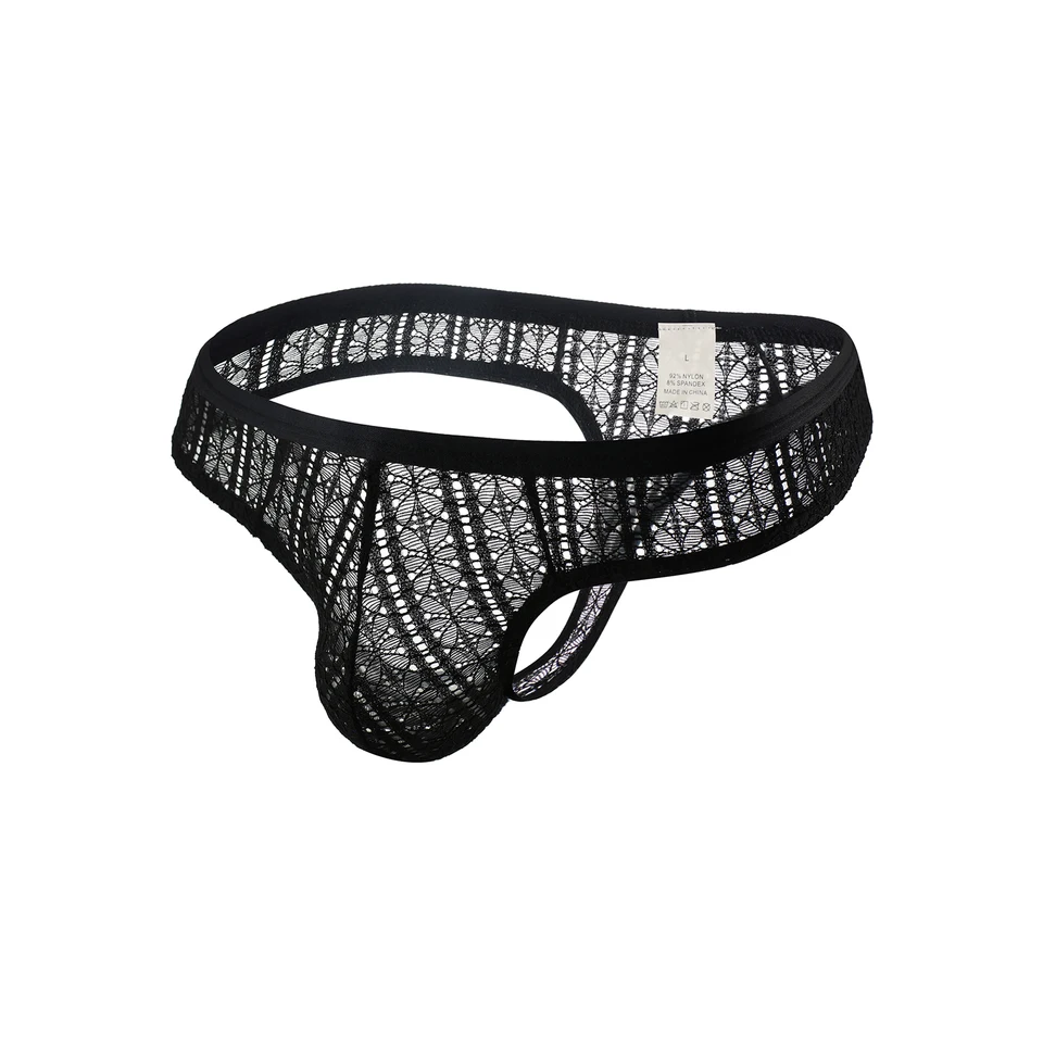 Clever-Menmode Muži tangé sexy čipky spodná bielizeň Transparentné spodné prádlo nohavičky Tanga hombre spodky spodnú bielizeň