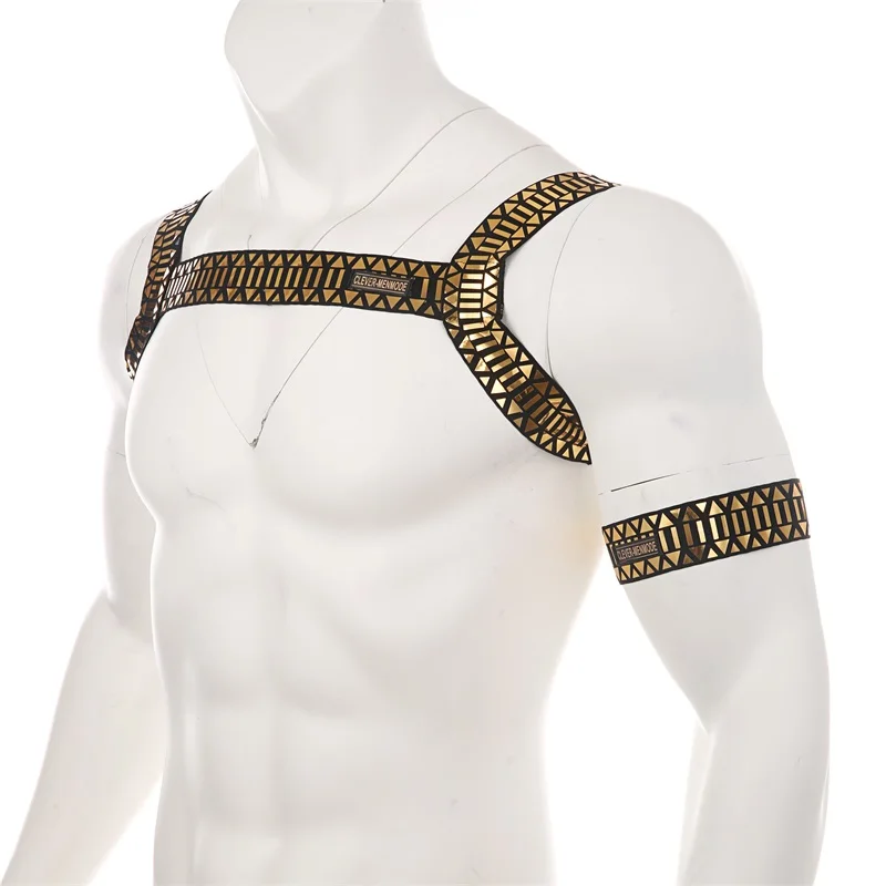 Clever-MenMode Postroje spodná bielizeň muži mužov hrudník Sexy otroctvo kostým High Elastic Night Clubwear Mužská výkonnosť Arm Band