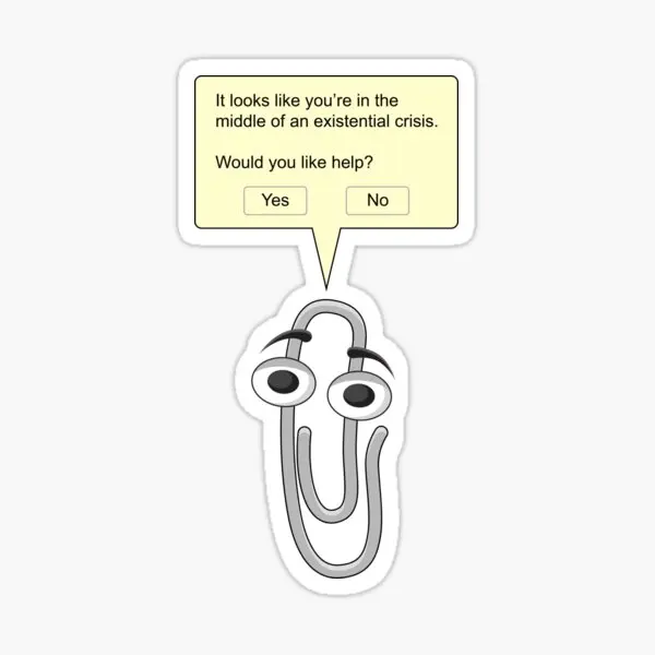Clippy existenciálna kríza 5ks nálepky pre karikatúru nárazník na stenu auta dekora