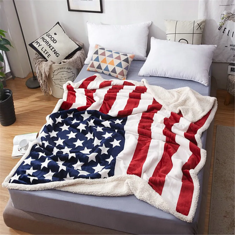 Cloocl US UK Flag Flag Sherpa prikrývka dvojvrstvová 3D tlačená fleece plyšové prikrývky pre prikrývky na klimatizáciu klimatizácie klimatizácie klimatizácie