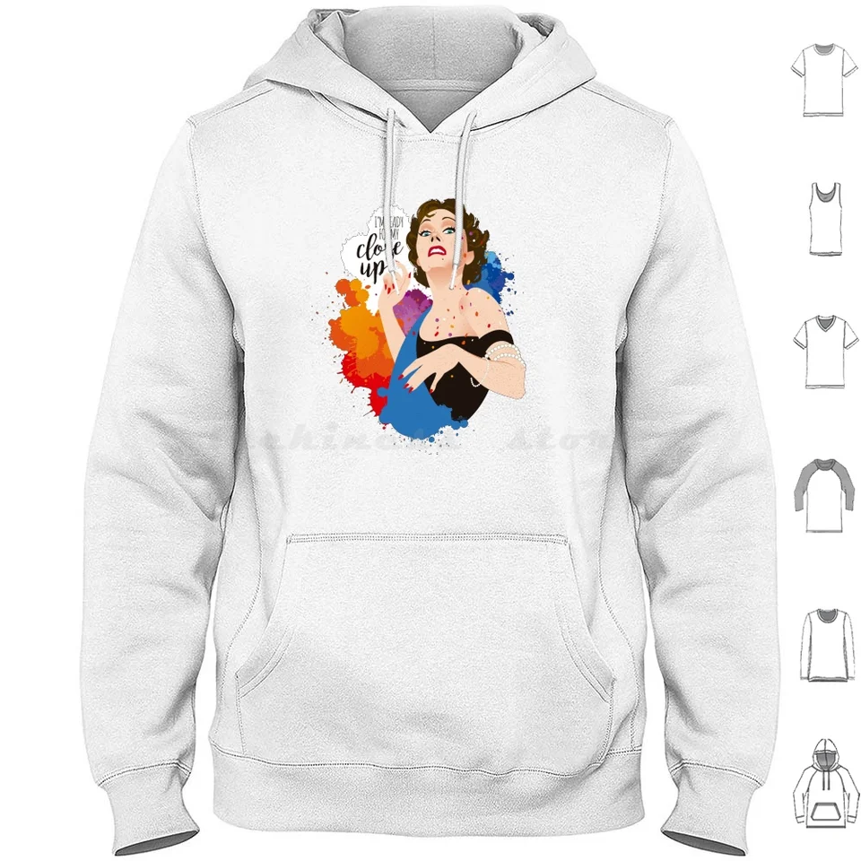 Close Up Hoodies s dlhým rukávom Norma Desmond Gloria Swanson Sunset Sunset Boulevard Billy Wilder Classic Cinema Alejandro