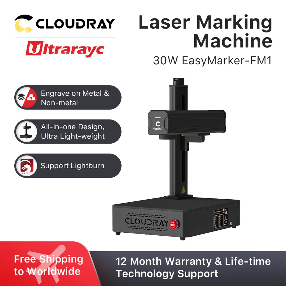 Cloudray 30W Raycus all-in-in-one prenosný znak stroj Fiber laser Engrare na nehrdzavejúcej oceli hliníkové šperky značky Pet značky Pet značky