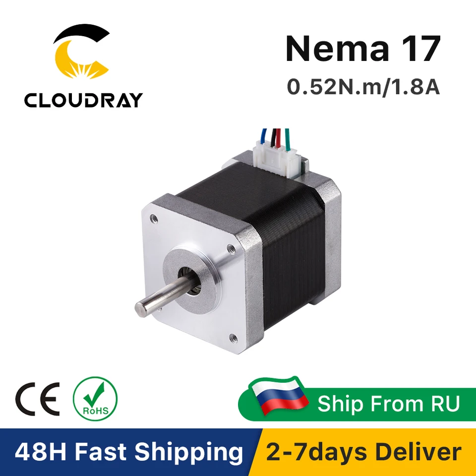 Cloudray 48 mm NEMA 17 Krokový motor 52n.cm 1,8a 2 fáza so 4-vedením pre 3D tlačiareň CNC gravírovanie frézka