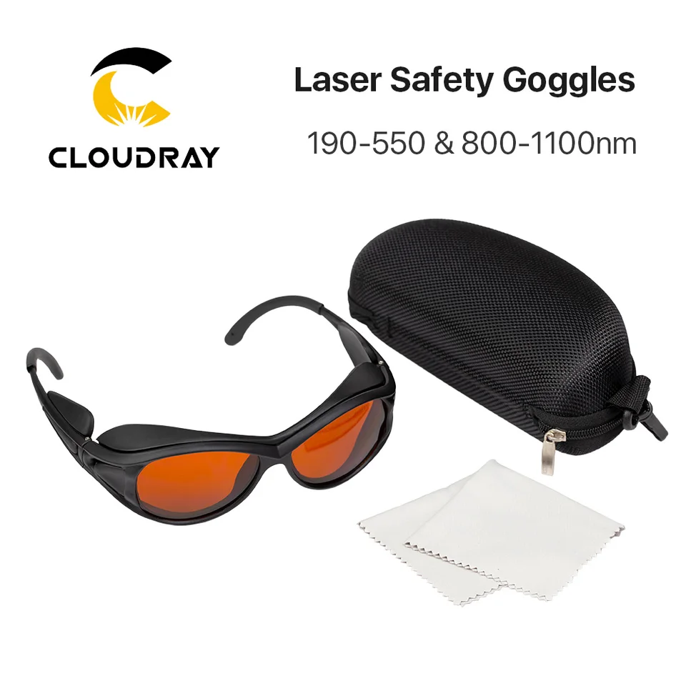Cloudray laserové bezpečnostné okuliare 190-550nm a 800-1100nm typu A Shield Ochranné okuliare Ochrana okuliarov pre UV a zelené vlákno