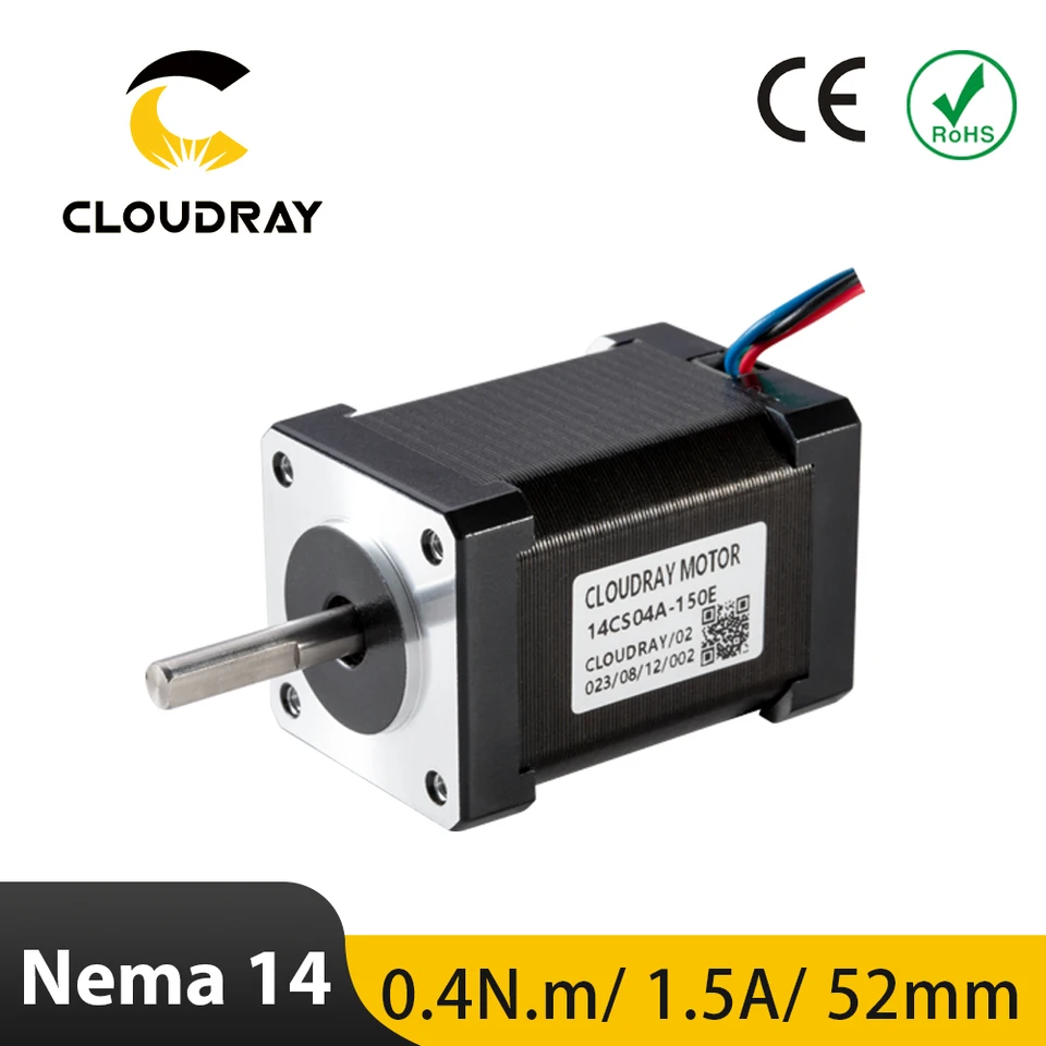 Cloudray NEMA 14 2-fázová otvorená slučka Stepper Motor 35 mm 0,4 nm 1,5a pre CNC DIY 3D tlačiareň