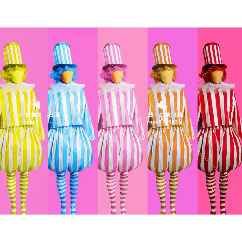 Clown Cosplay kostým rola hraním tímu Tour Performance Clothes Clorent Party Zábavný park Rave outfit Dancer Stage Wear