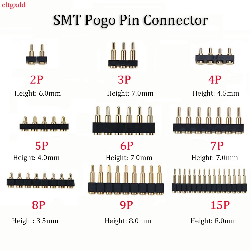 Cltgxdd 1 kus SMT Dip POGO PIN CONGEKTOR POGOPIN BATÉRA NAKLADOVANIE NAKLADOVANIA Testovacia sonda Power Nabíjací čap 2.54