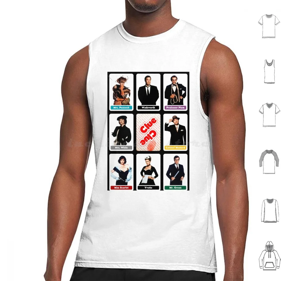 CLUE (1985) Tank Tops Vest bez rukávov Red Herring Singing Telegram príliš neskoré plamene Vintage retro filmové stolové dosky