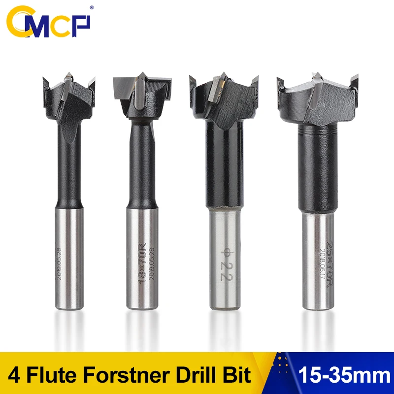CMCP Bit Bit Bit Forstner Bit Bit 4 Flauty Karbid Drevené smerovač Bit 15-35 mm otvorovej pílky 70 mm Woodworking Cutter Tools Tools