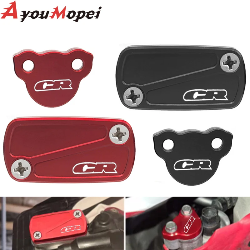 CNC Motocykel prednej zadnej brzdovej kvapaliny kryt s uzáverom nádrže pre Honda CR125R CR250R 2002-2007 CR 125R CR 250R CR LOGO