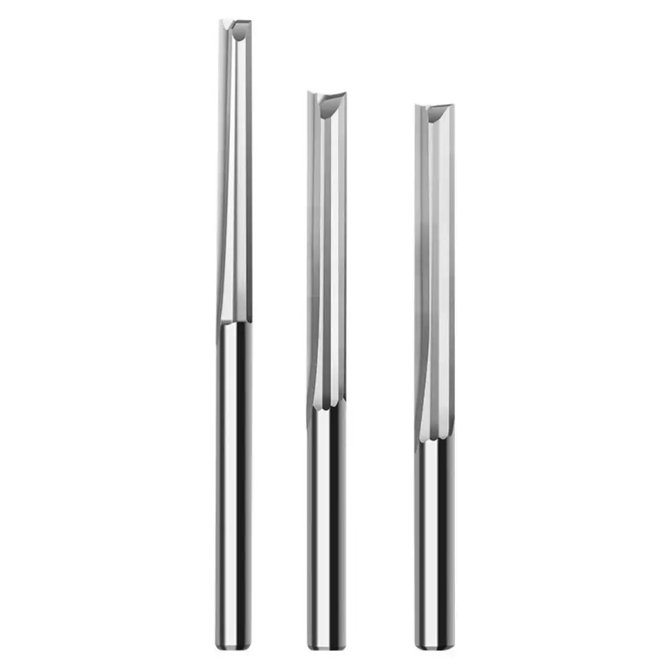CNC Tool Tungsten Carbide Rovná slota mletia Cutter 3,175 mm Strieborná striebro 2 flauta koncového mlyna gravírovanie bit nástroje na drevo