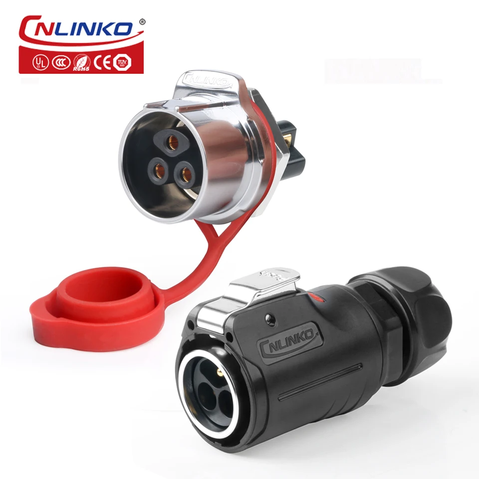 CNLINKO LP24 BOCK SCRECK UKLADNÝ KONEKTOR 2/3 PIN Priemyselný striedavý výkon nepremokavý IP68 25A LOCK LINE O.D10.5 ~ 14 mm drôtený konektor