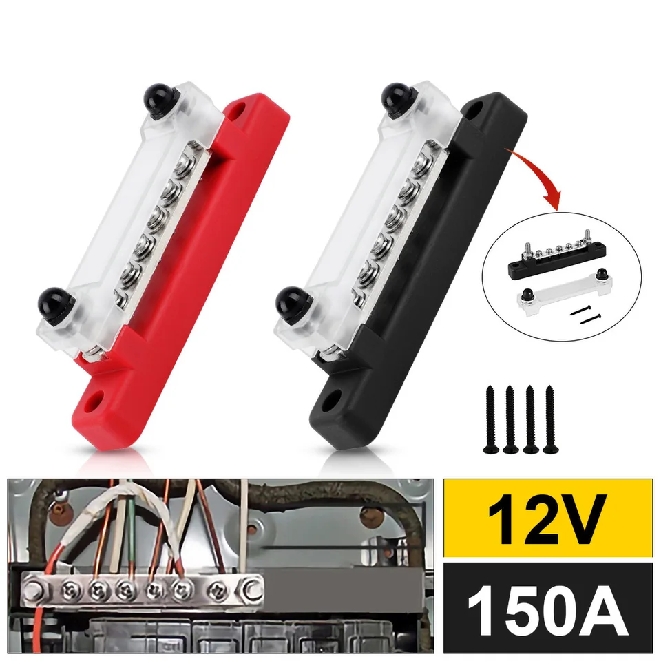 CNSpeed ​​Bus Bar Bar batérie Distribučný blok 12 V M6 Stud Kladné negatívne autobusové bary pre nákladné auto Camper