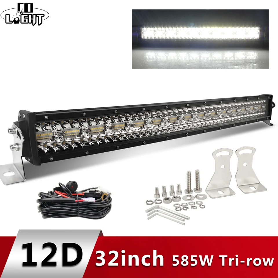 CO LIGHT 12d 3-Row LED OFFROAD SLEFT LIGHT BAR 32INCH 585W 4X4 LED Work Light Bar 12V 24V Combo LED lúče pre LADA SUV Boat Niva Truck Niva