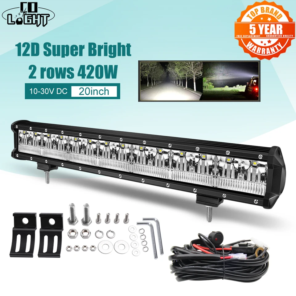 CO LIGHT 2-ROW 420W LED LETGLE BAR AUTO Super Bright 20 