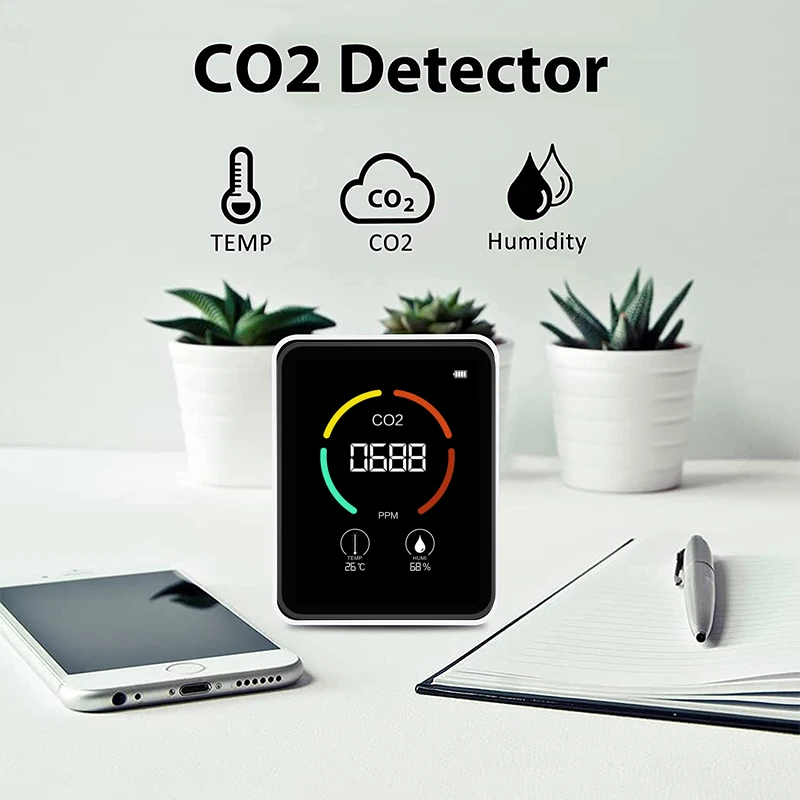 CO2 Kvalita ovzdušia Multifunkčný termo Hygrometer Domov inteligentný analyzátor plynu Domáca digitálny monitor znečistenia ovzdušia
