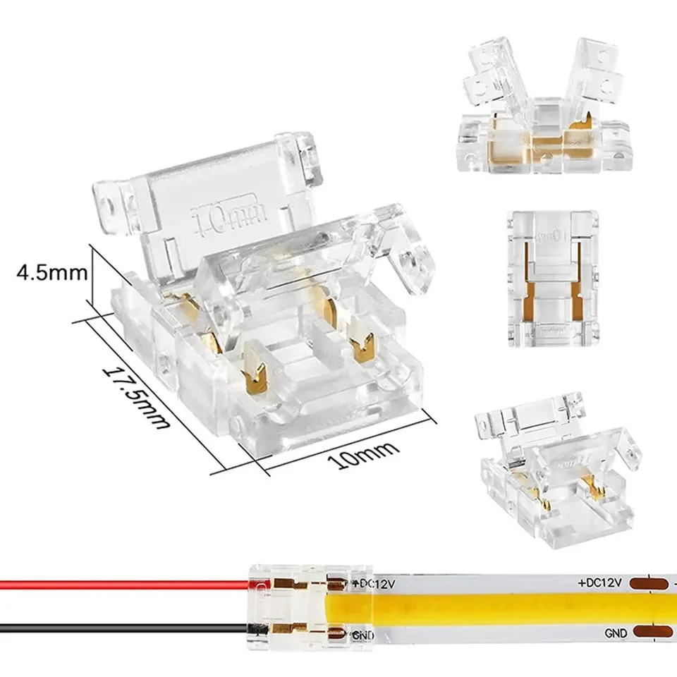 COB MINI LED LEGE SLEPT DREJNÉ KONKRODY 2 3 4 PIN pripojenie bezprostredne bezprostredne FCOB RGB CCT 5 8 10 mm LED pásma LED na pásikový konektor