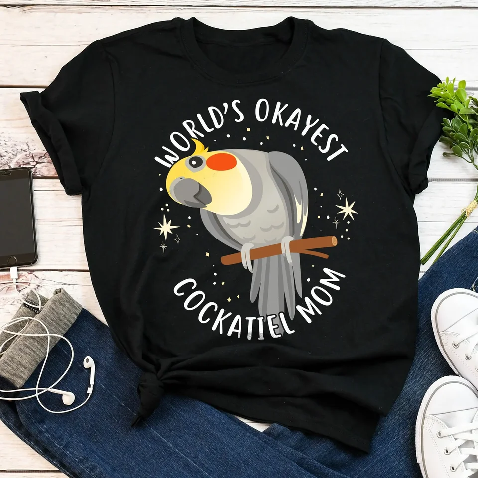 Cockatiel Mama T tričko Ženy Funny Parrot Lover Cute Bird Pet Top World's Best Grey Tiel