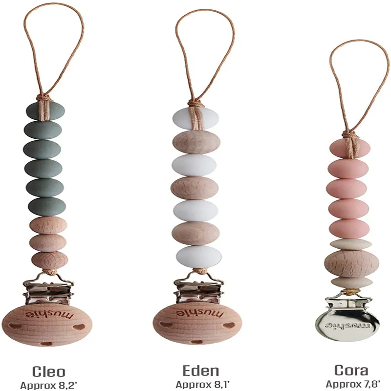Cocker Clip Chain Grochet Beads Drevené detské držiak sponky 3ks