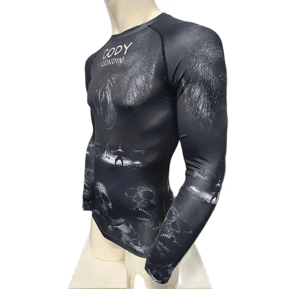 Cody Lundin Compression Sport Tričko Cool Jiu Jitsu Grappling s dlhým rukávom MMA Rashguard Polyester Male Gym Sublimované tričko