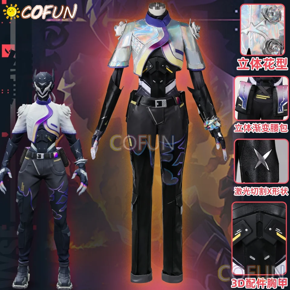 COFUN [Prispôsobené] Game Nový valorant cosplay cosplay vysyse kostýmy Men Ženy Valené maskovanie kostýmov kostým Halloween Roleplay Fantasia Suits