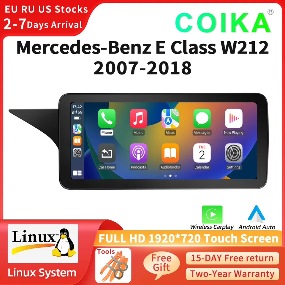 Coika Touch Screen CarPlay Radio pre Mercedes W212 S212 2007-2018 Bluetooth Android Auto GPS Navi Stereo