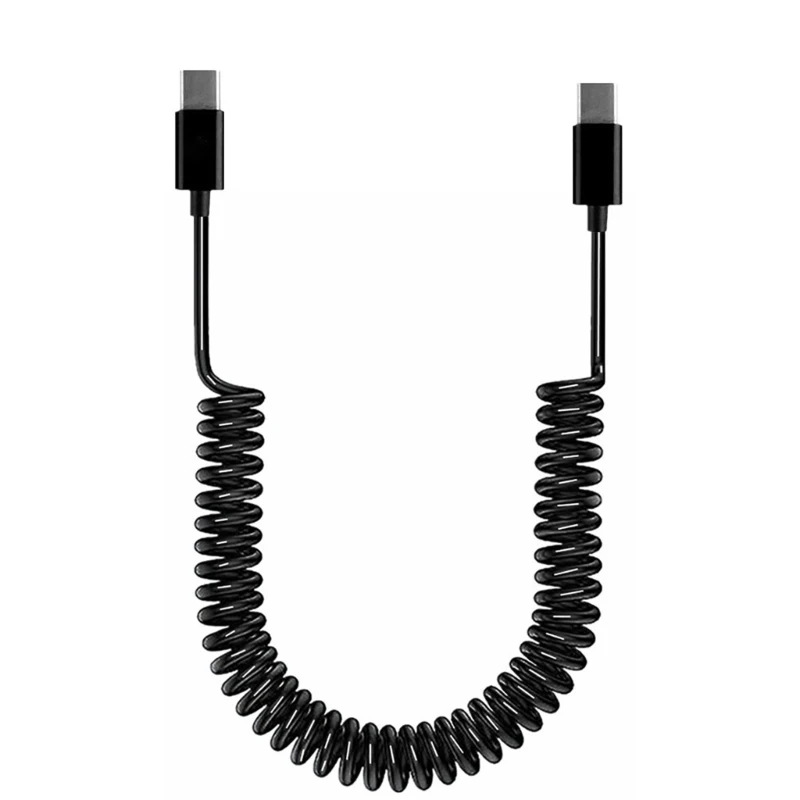 Coiled USB C na USB C kábel, Spring Type C Muž k mužskému nabíjaniu a dátový kábel pre pohodlné využitie a široké dropship