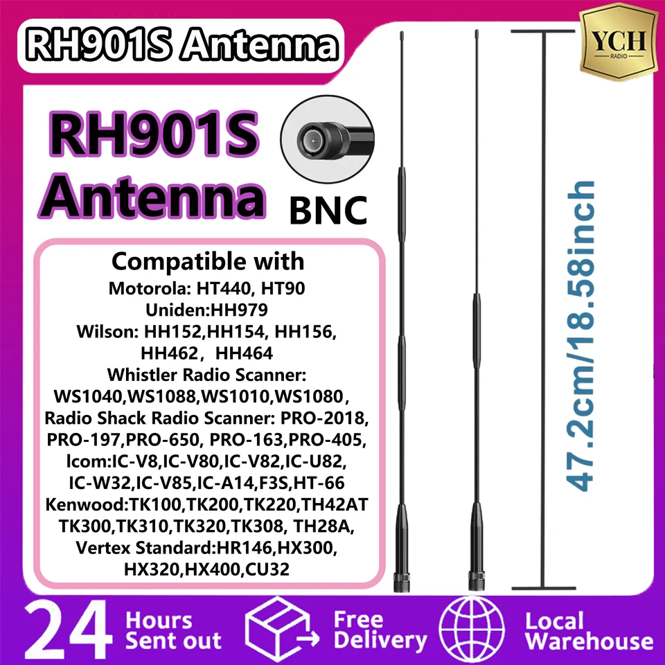 Coill naložený rh901s anténa BNC Dual-Band Soft Soft 144/430/900MHz 10W kompatibilný s Kenwood ICM Moto Two Way Radio Acleestory
