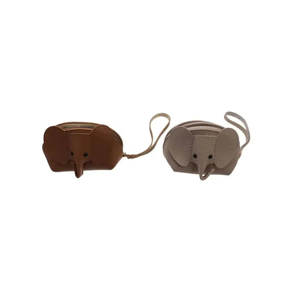 Coin Storage Bag Pu Leather Mini Elephant s kľúčovým prsteňom Kľúčom Kórejský držiak na kartu Držiteľ karty Malé peňaženky peňaženky Dámske mince kabelka