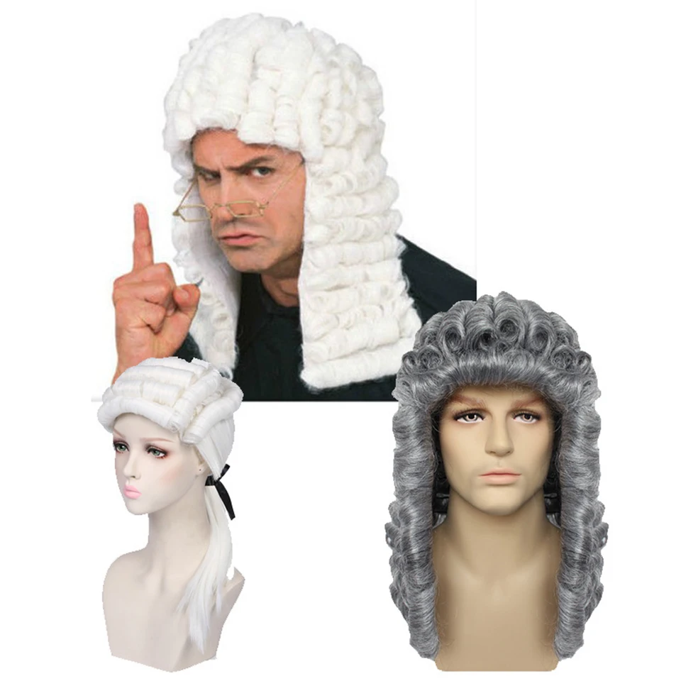 Colonial Wig Man Costume Dlhá vlna Spojenia nastaviteľné 55 cm ~ 61 cm Dospelý retro parochň