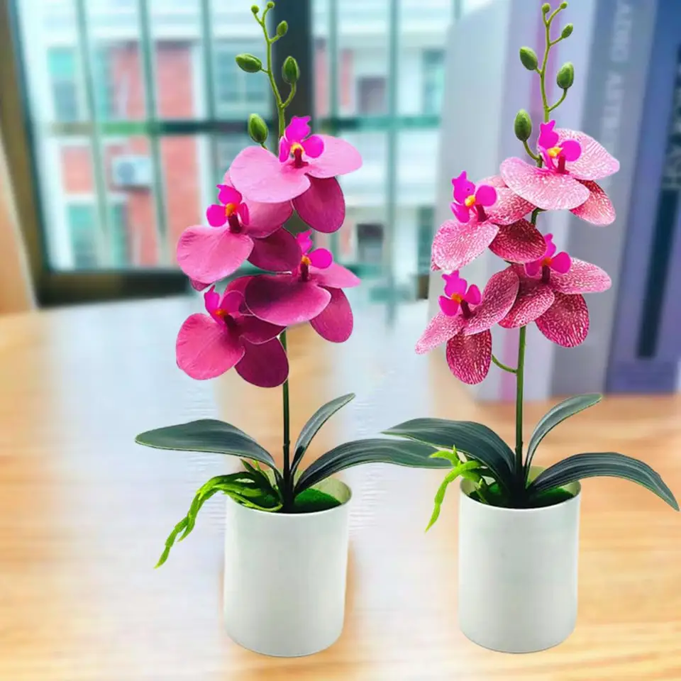 Colorfast Simulation bonsai svetlo zafarbená široko nanesená fantázia Krásna plocha falošná motýľ orchidea bonsai