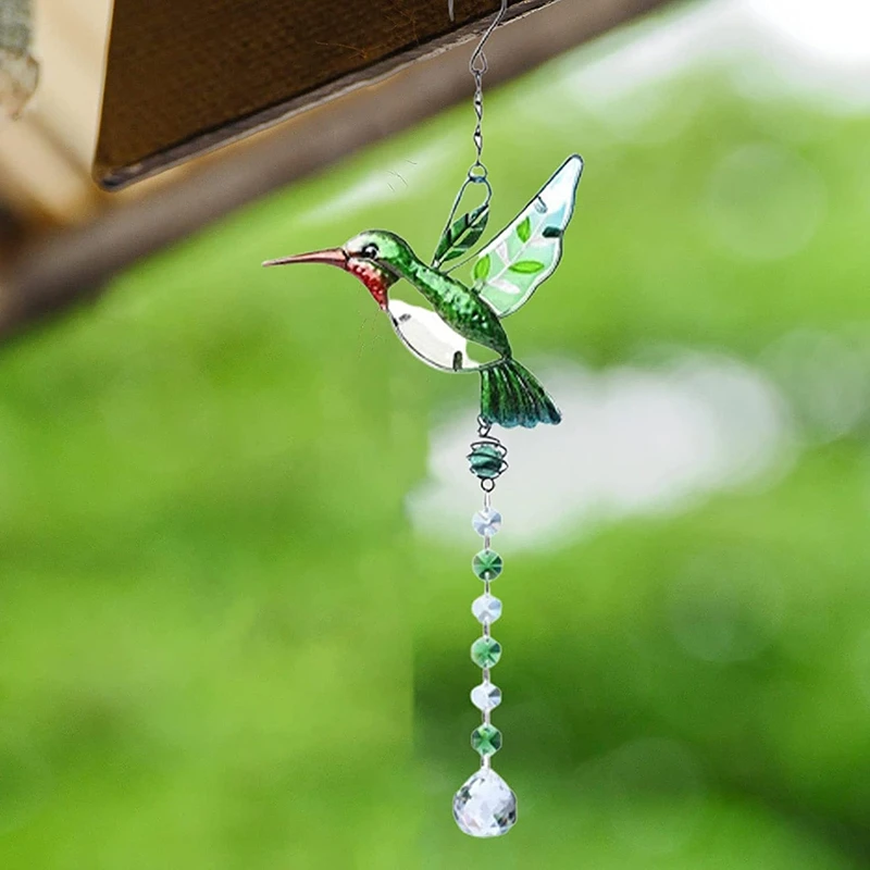 Colorfol Crystal Pendant Butterfly Hummingbird Sun Catcher Reťaz dúhový výrobca hranol maľovaný sklenený zvonk
