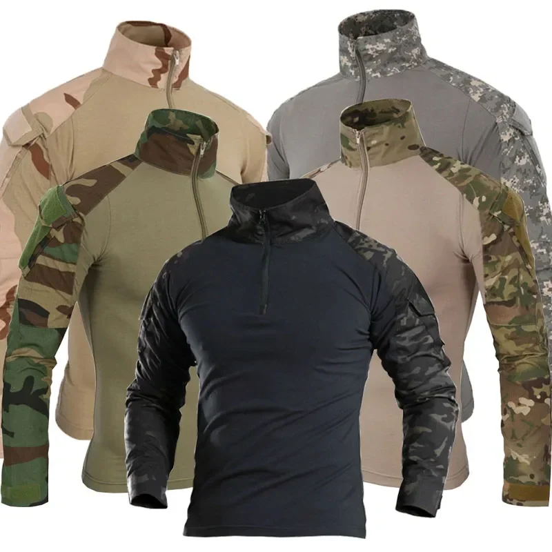 Combat Uniform Tactica košele maskovanie nákladných športových vrchov airsoft paintballl turistické tričká Pracovné veterné odolné za opotrebenie