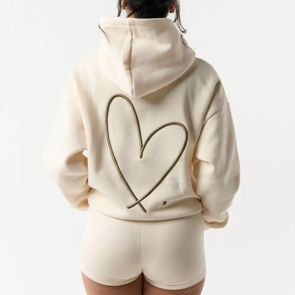 Combhasaki Dámske srdiečko Y2K Vyšívané mikiny s kapucňou s dlhým rukávom voľné pullové vrcholy s klokanmi vreckami na streetwear