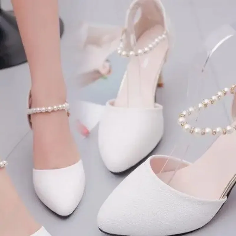 Comemore 2022 Ženy Pohodlné Stilettos 6cm Scarpins Pumps Lady Middle päta biele svadobné svadobné vysoké podpätky ružové mules topánky