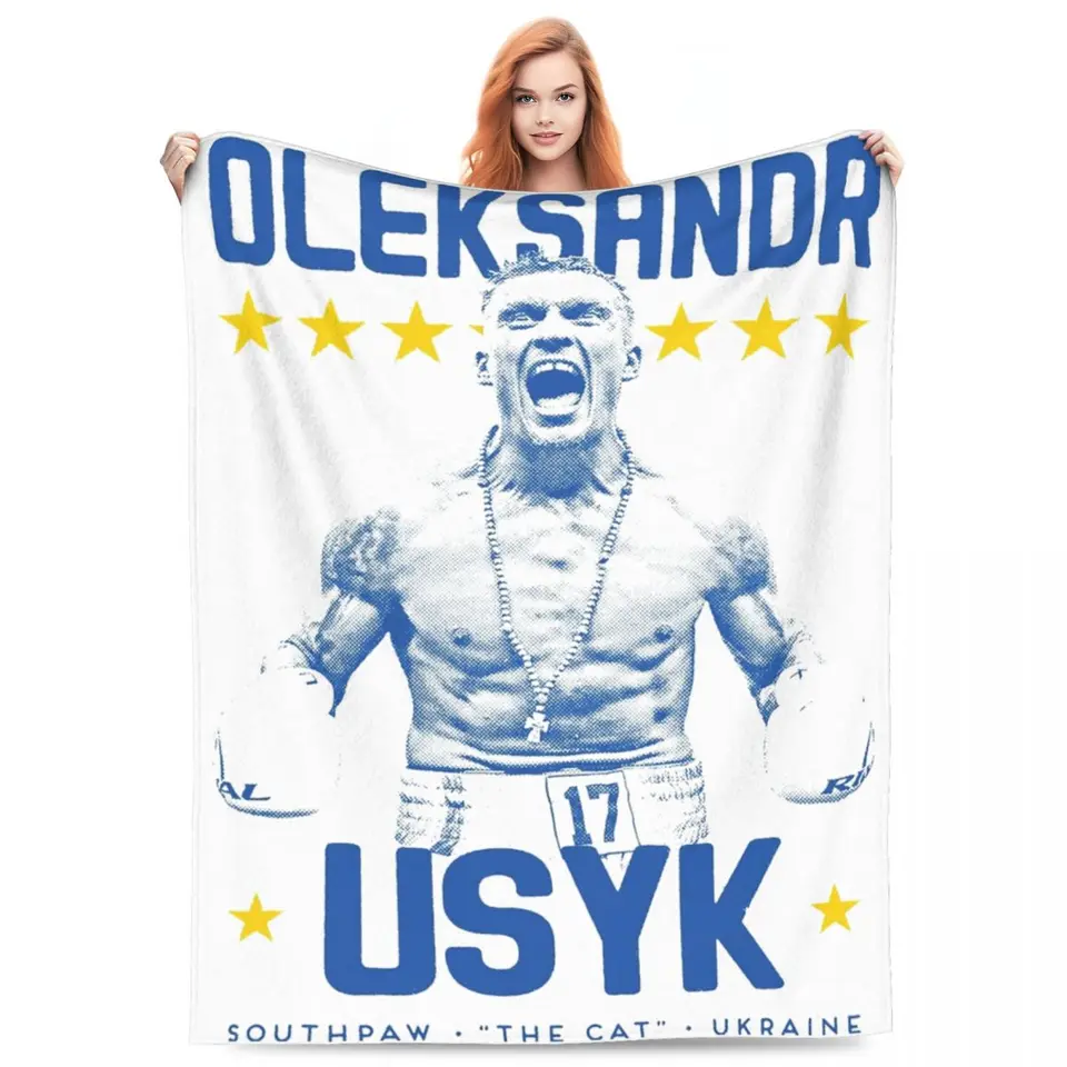Comfort Oleksandr USYK Vintage Boxing plagát prikrývku dekoratívna ukrajinská boxerová prikrývka ultra-mäkký flanel do spálne
